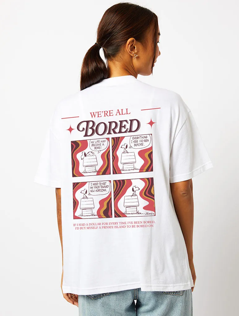 Peanuts x Skinnydip Snoopy We're All Bored T-Shirt in Ecru sold by Skinnydip London product image thumbnail 4