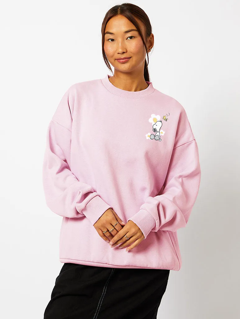 Peanuts x Skinnydip Snoopy Carefree Sweatshirt in Pink sold by Skinnydip London product image thumbnail 4