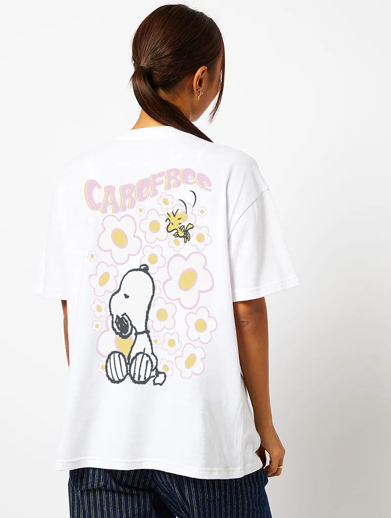 Peanuts x Skinnydip Snoopy Care Free T-Shirt in Ecru sold by Skinnydip London product image thumbnail 3