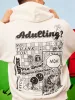 Peanuts x Skinnydip Snoopy Adulting Hoodie in Ecru sold by Skinnydip London