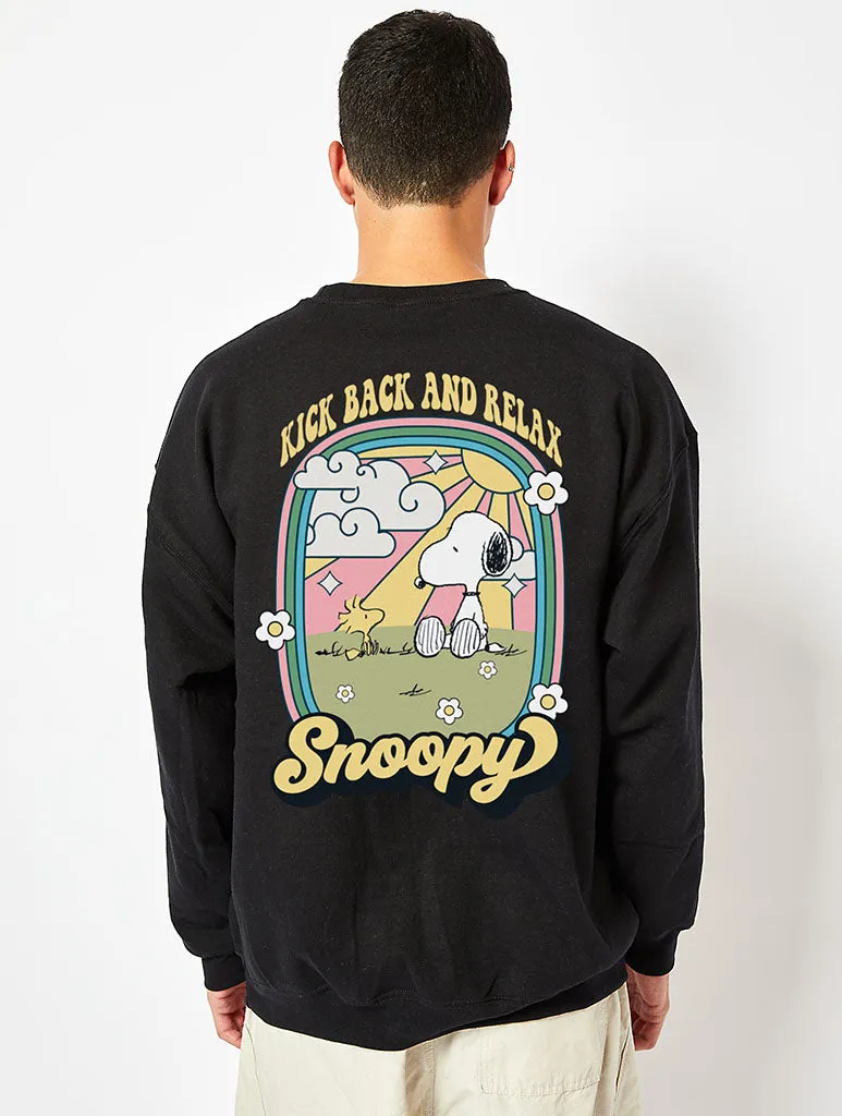 Peanuts x Skinnydip Snoopy Kick Back & Relax Sweatshirt in Black sold by Skinnydip London