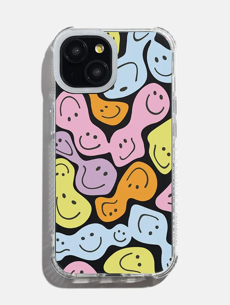 Multicoloured Warped Happy Face Shock iPhone Case sold by Skinnydip London