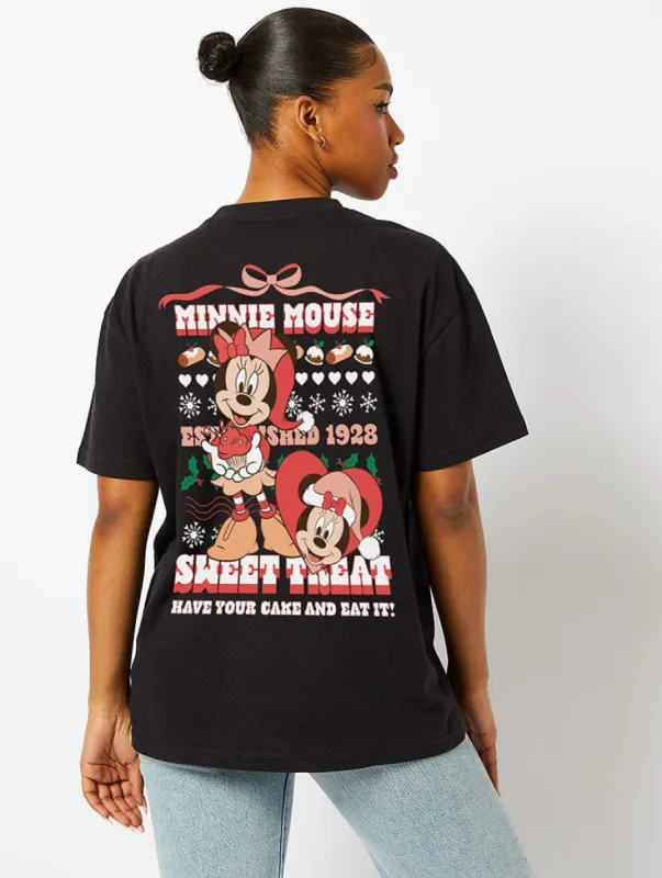 Disney Minnie Mouse Sweet Treat T-Shirt In Black sold by Skinnydip London