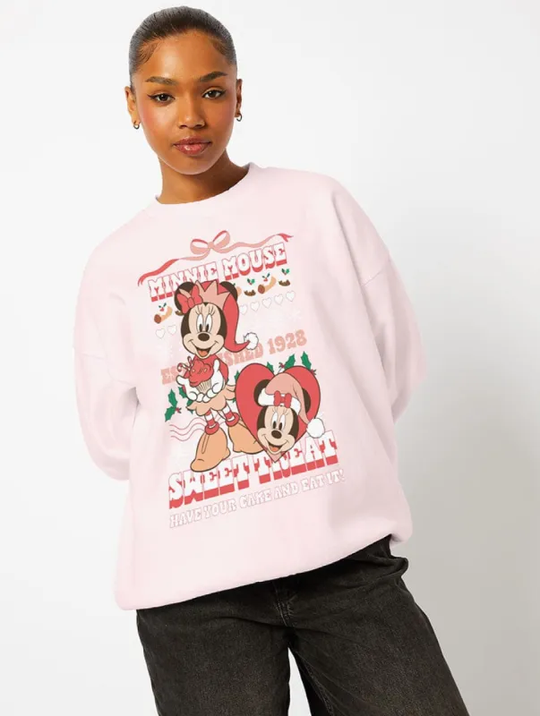 Disney Minnie Mouse Sweet Treat Sweatshirt in Pink sold by Skinnydip London