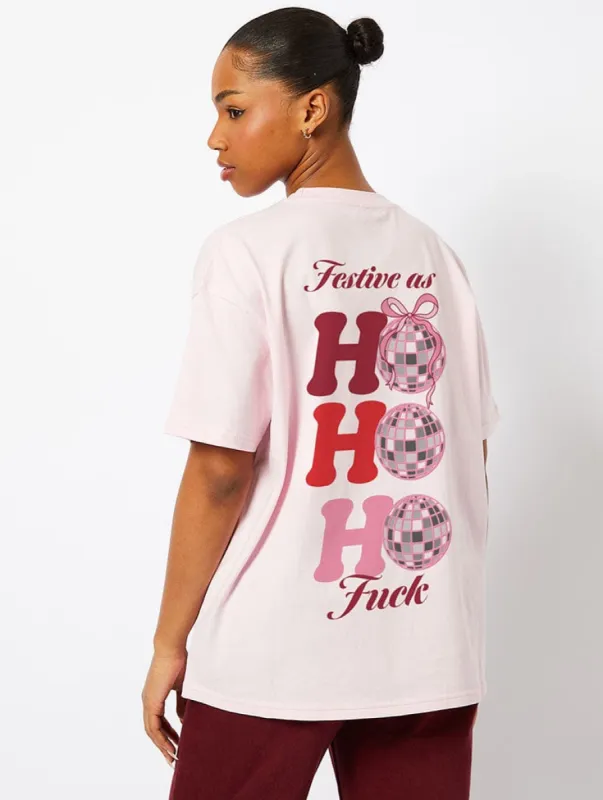 Festive As Fuck T-Shirt in Pink sold by Skinnydip London