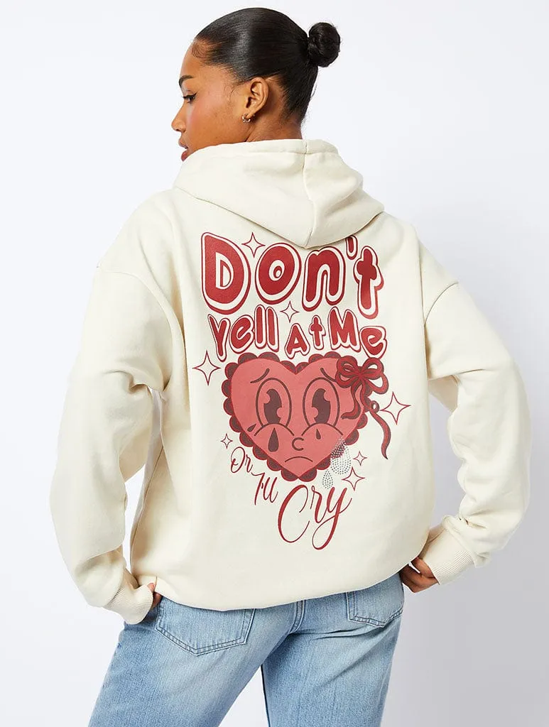 Girls Don't Cry Hoodie in Cream sold by Skinnydip London