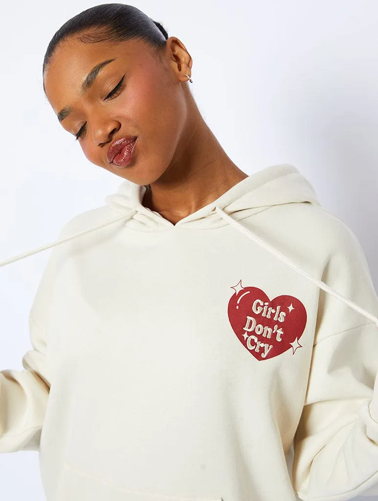 Girls Don't Cry Hoodie in Cream sold by Skinnydip London product image thumbnail 3