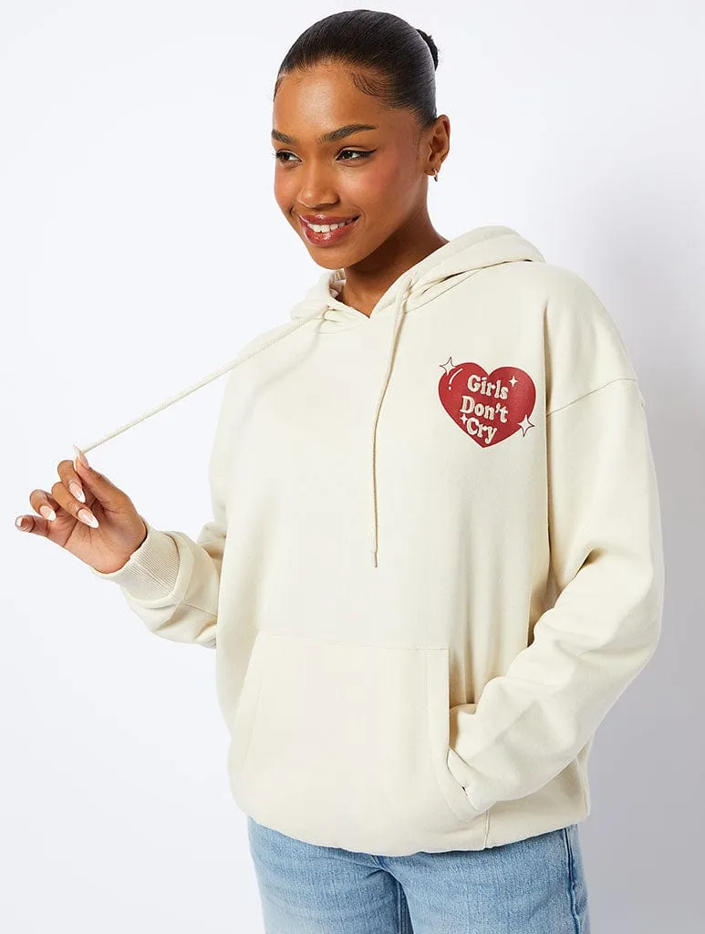 Girls Don't Cry Hoodie in Cream sold by Skinnydip London product image thumbnail 2