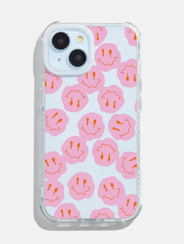 Pink Happy Face Shock iPhone Case sold by Skinnydip London