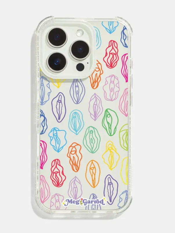 Meg Garrod x Skinnydip Rainbow Vulva Shock iPhone Case sold by Skinnydip London