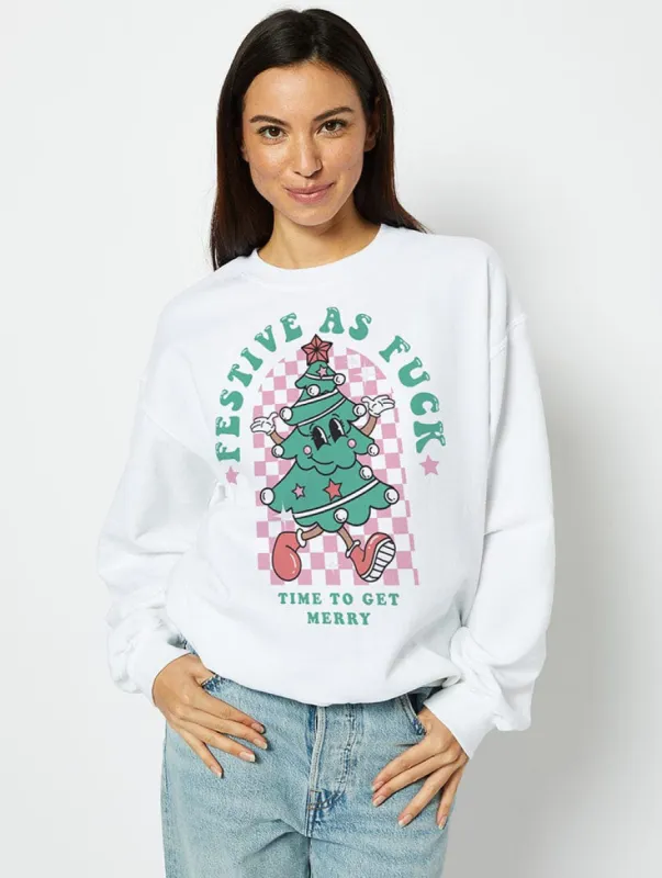 Festive AF Sweatshirt in White sold by Skinnydip London