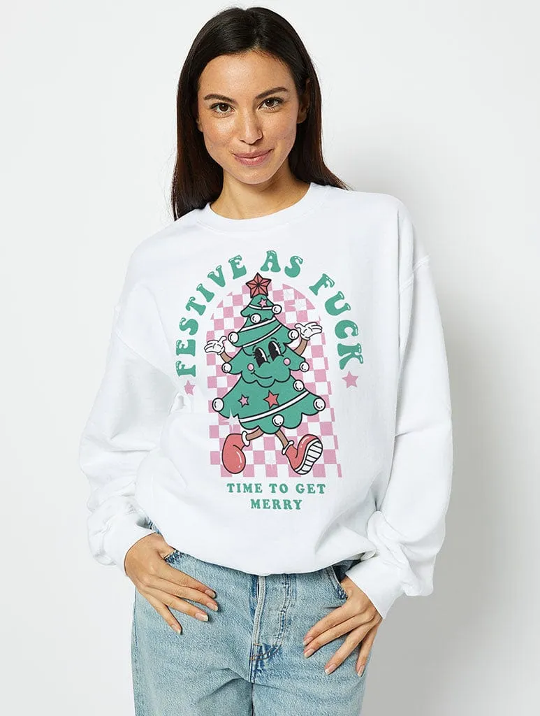 Festive AF Sweatshirt in White sold by Skinnydip London