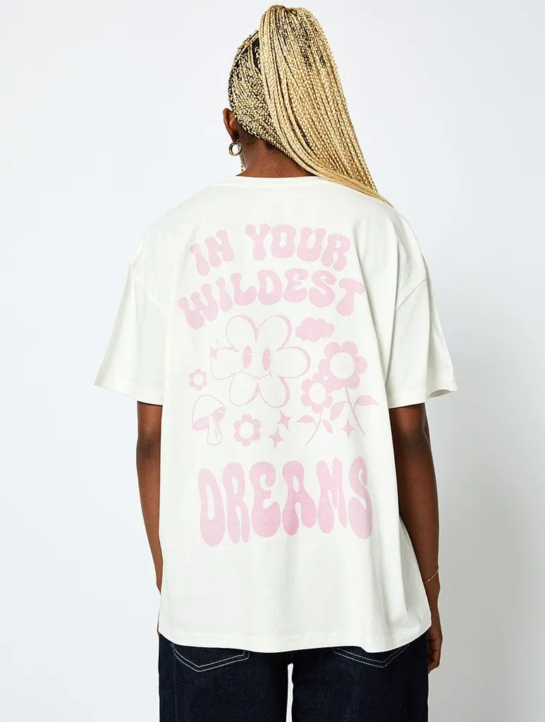 In Your Wildest Dreams T-Shirt in Ecru sold by Skinnydip London