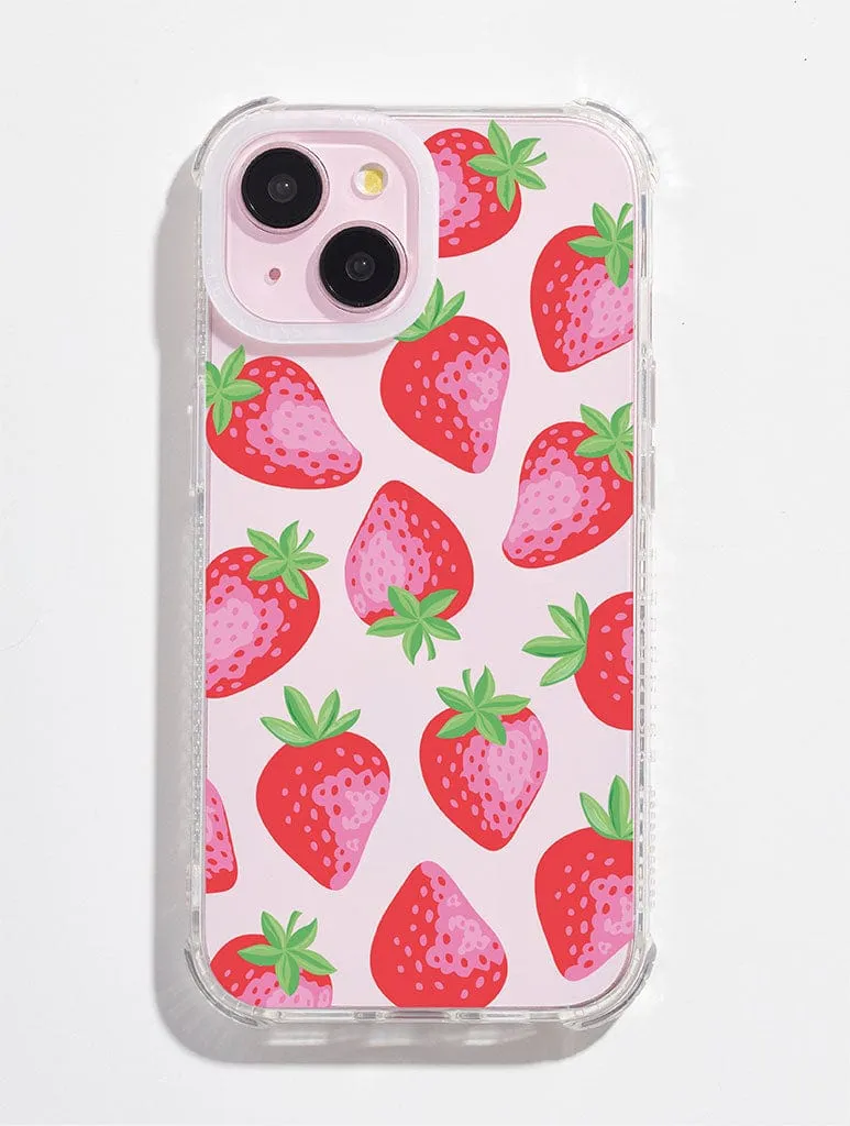 Strawberry Repeat Print Shock iPhone Case sold by Skinnydip London