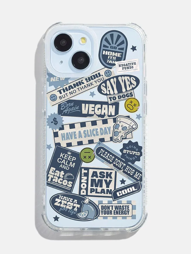 Blue Slogan Sticker Shock iPhone Case sold by Skinnydip London