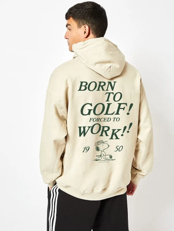 Peanuts x Skinnydip Snoopy Born to Golf Hoodie in Sand sold by Skinnydip London