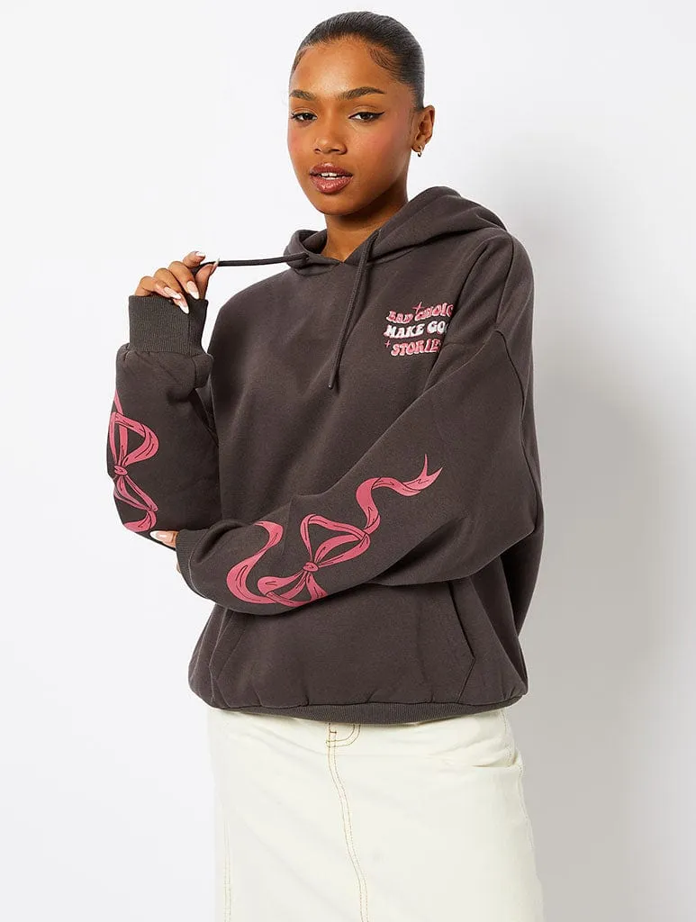 Bad Choices Make Good Stories Hoodie in Grey sold by Skinnydip London product image thumbnail 2