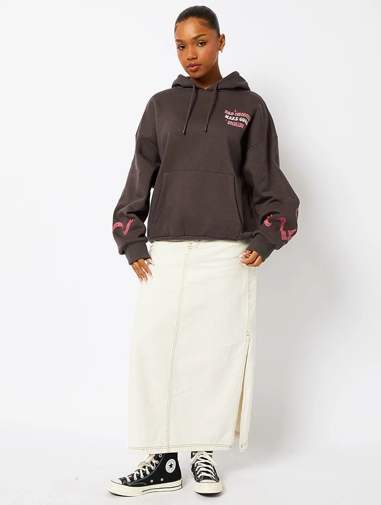 Bad Choices Make Good Stories Hoodie in Grey sold by Skinnydip London product image thumbnail 5