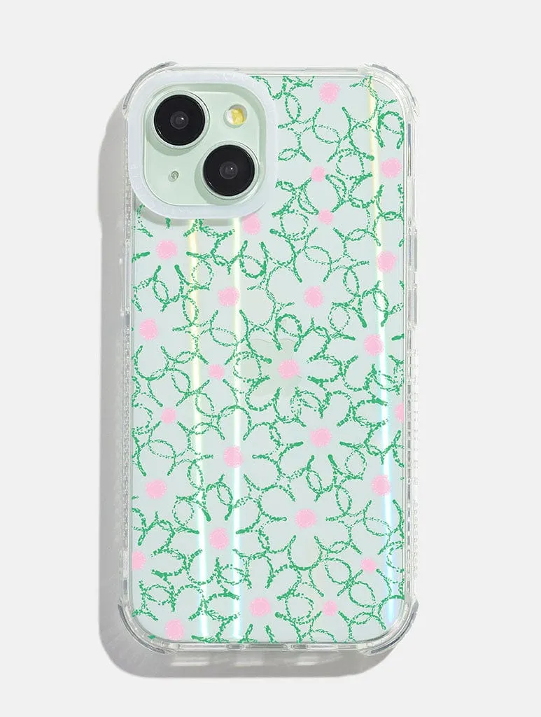 Crayon Flower Green Shock iPhone Case sold by Skinnydip London