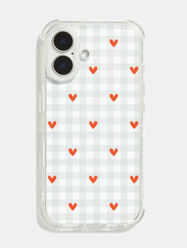 White Heart Gingham Shock iPhone Case sold by Skinnydip London
