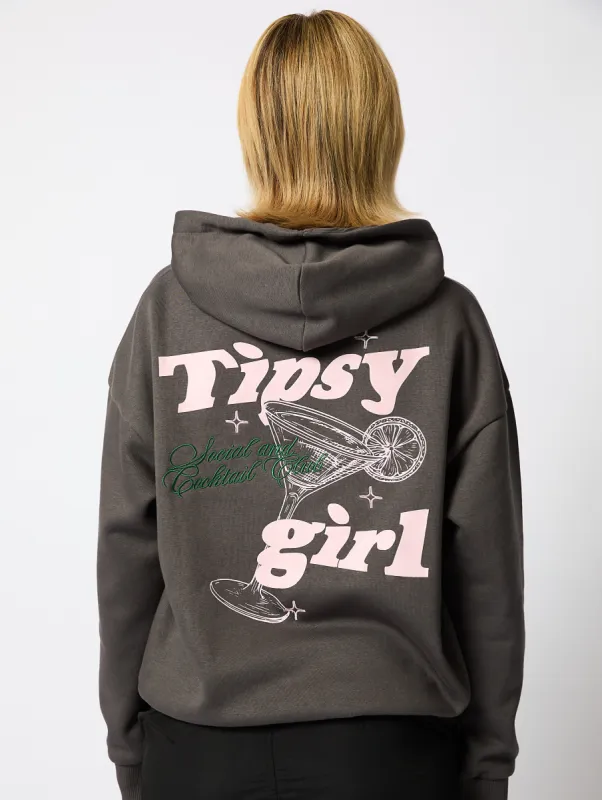 Tipsy Girl Hoodie in Charcoal sold by Skinnydip London