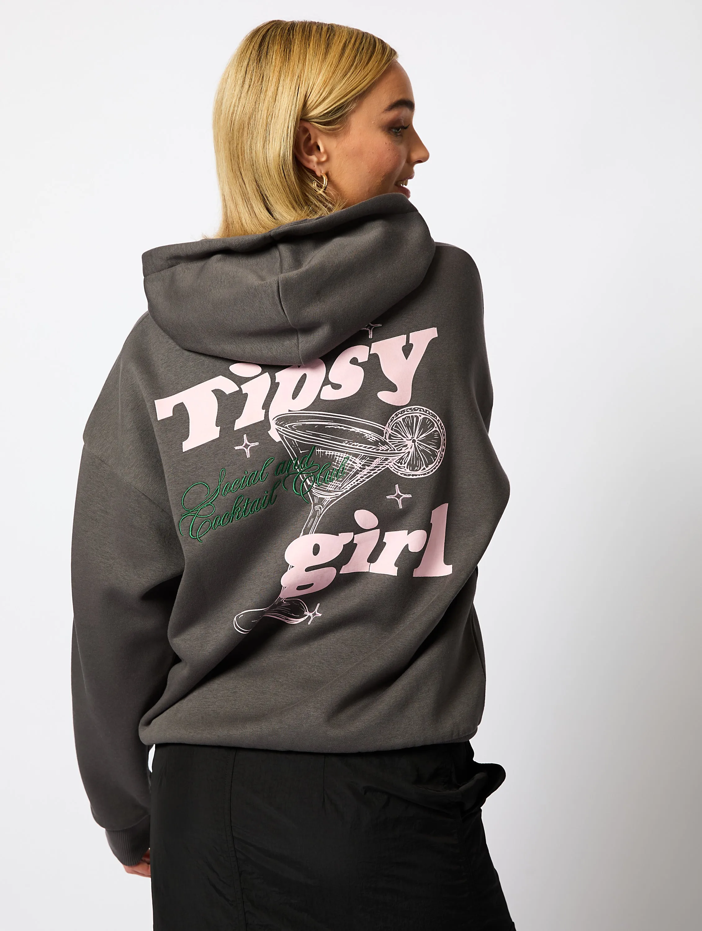 Tipsy Girl Hoodie in Charcoal sold by Skinnydip London product image thumbnail 5