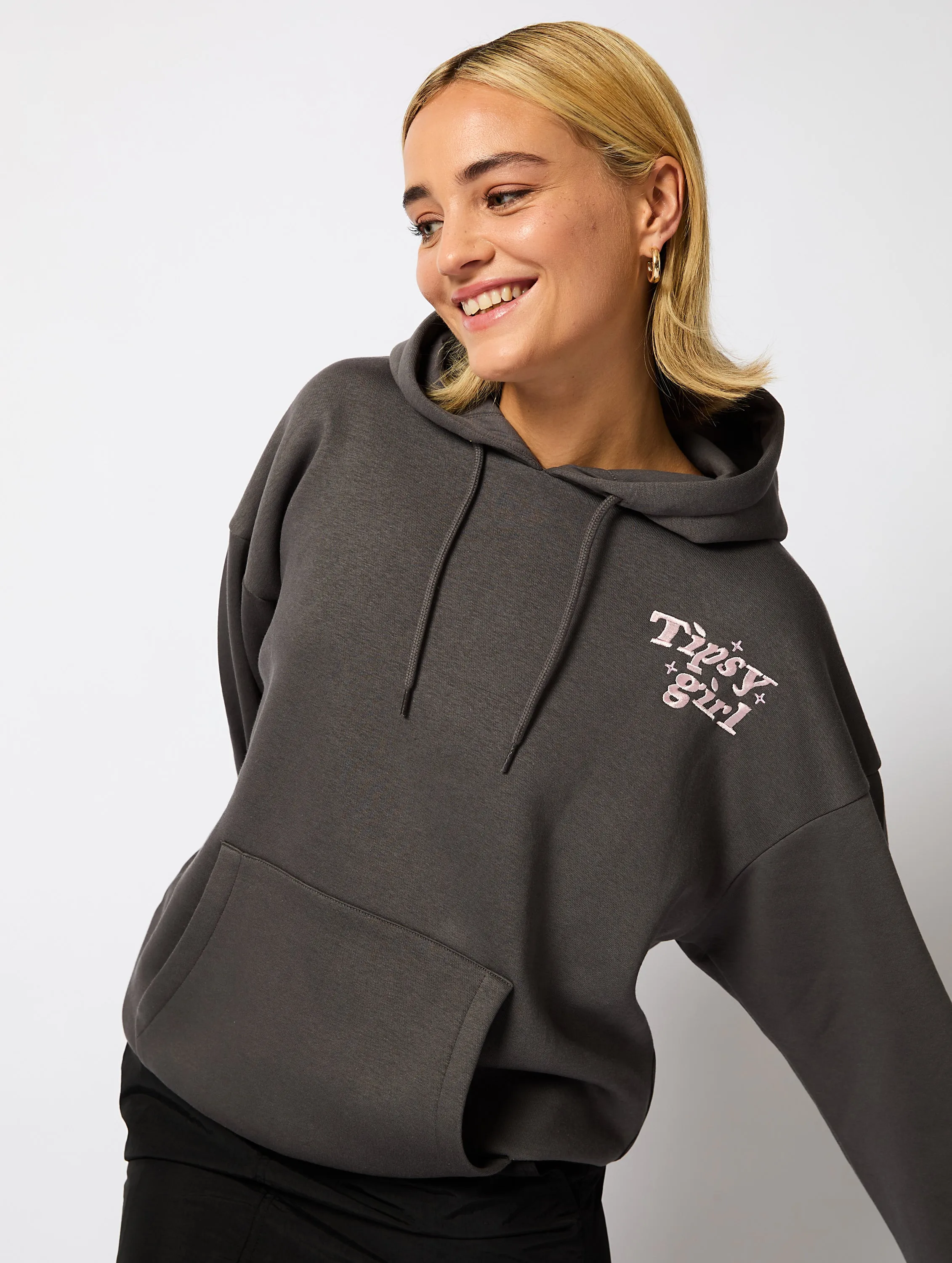 Tipsy Girl Hoodie in Charcoal sold by Skinnydip London product image thumbnail 2