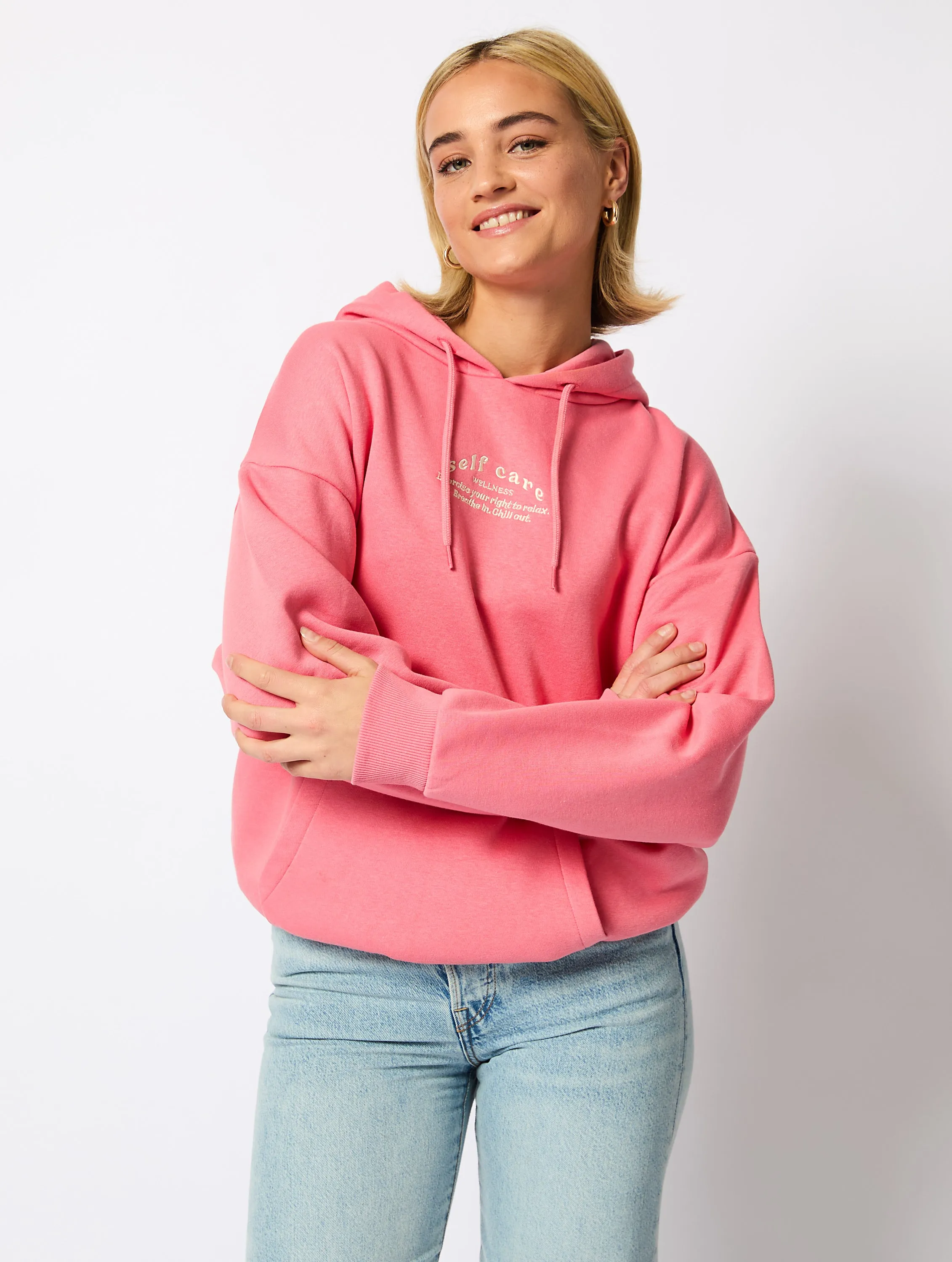 Wellness Hoodie in Pink sold by Skinnydip London