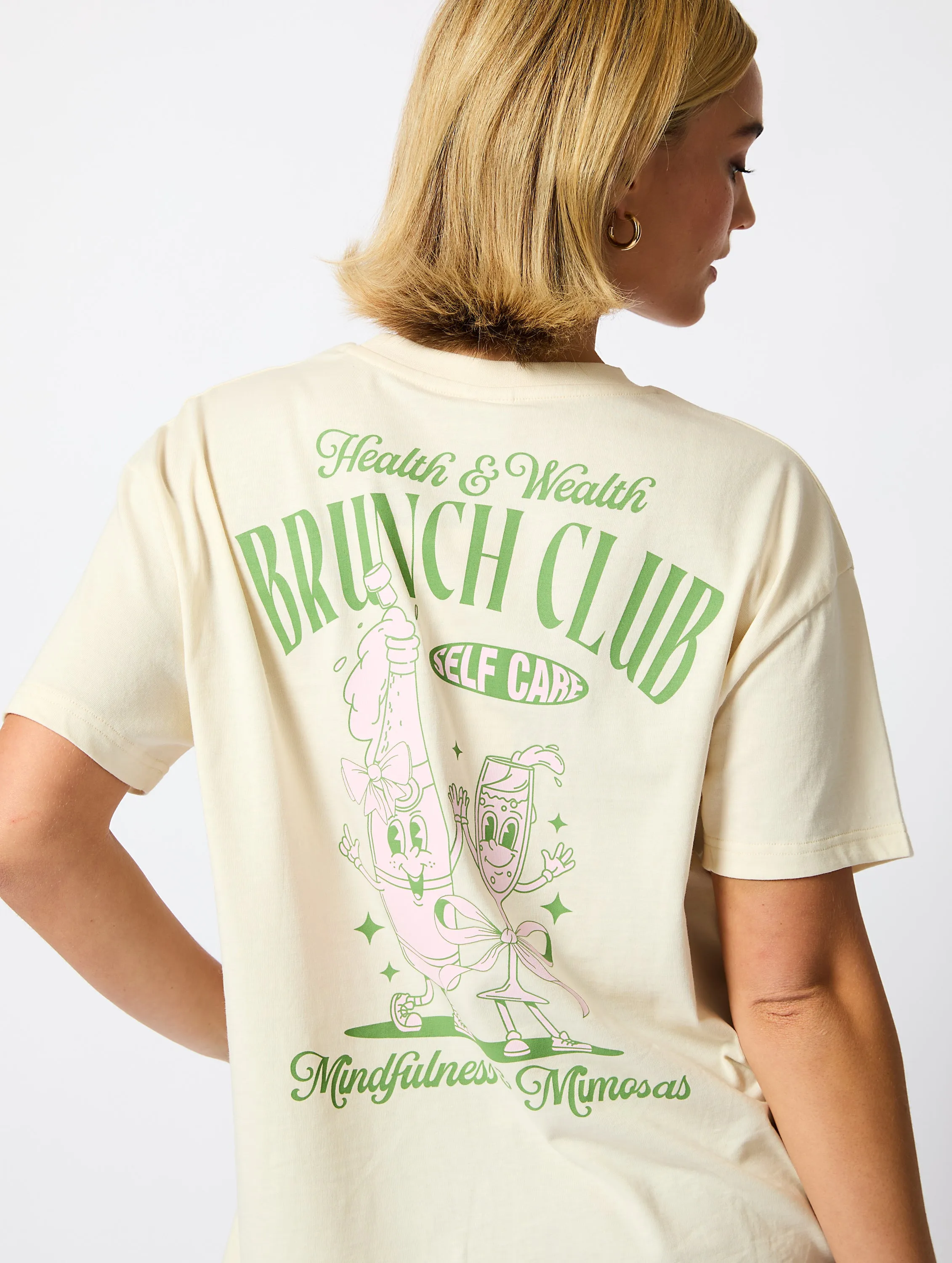Brunch Club T-Shirt in Ecru sold by Skinnydip London