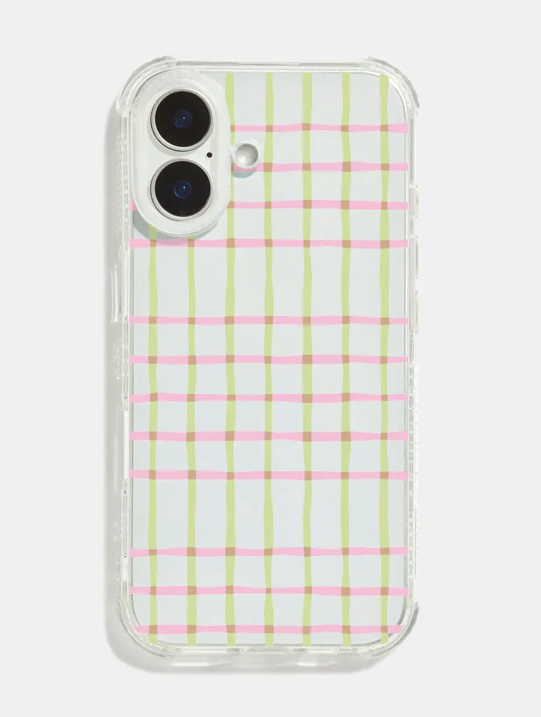 Pink & Green Check Shock iPhone Case sold by Skinnydip London
