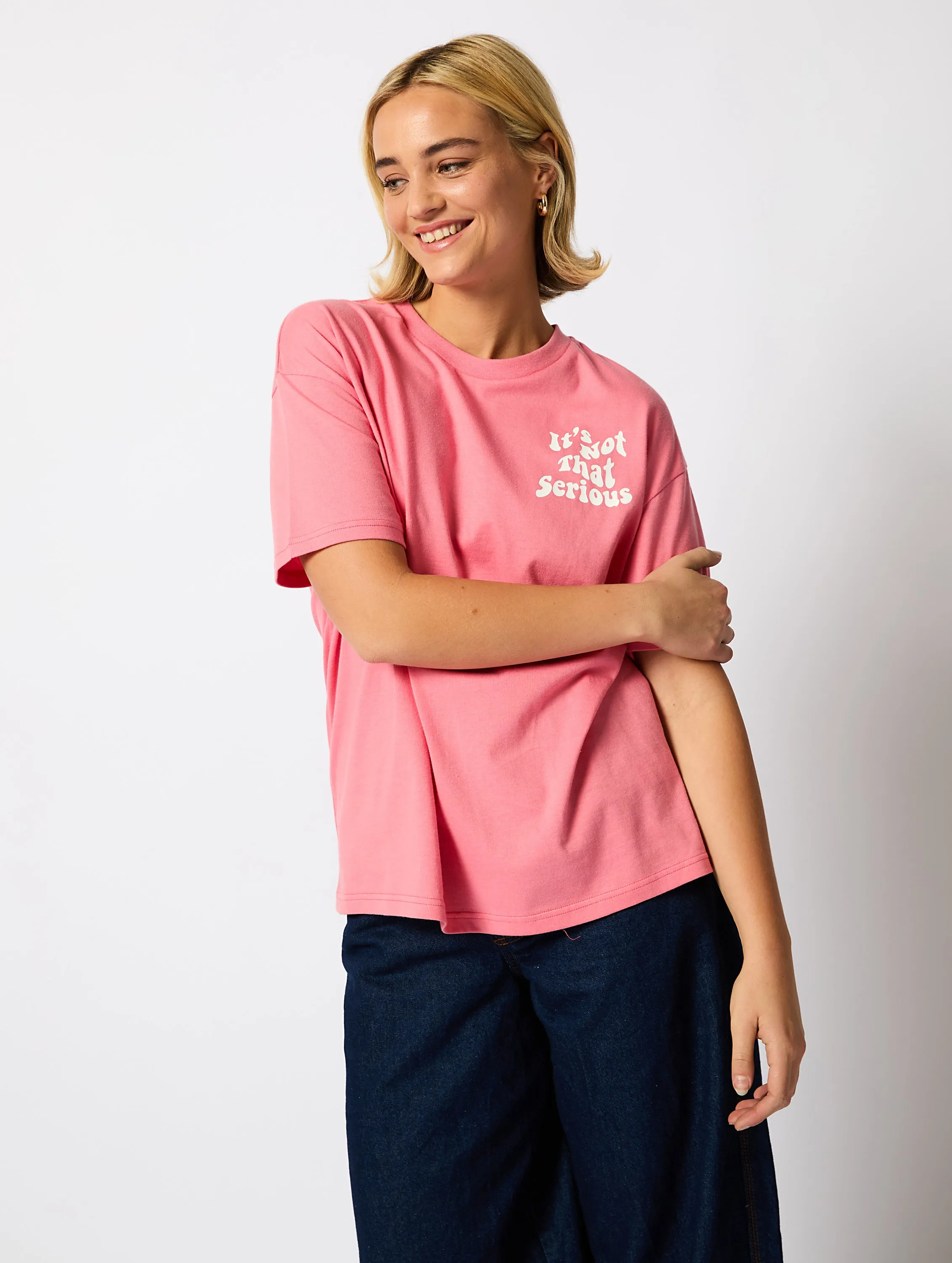 Its Not That Serious T-Shirt in Pink sold by Skinnydip London