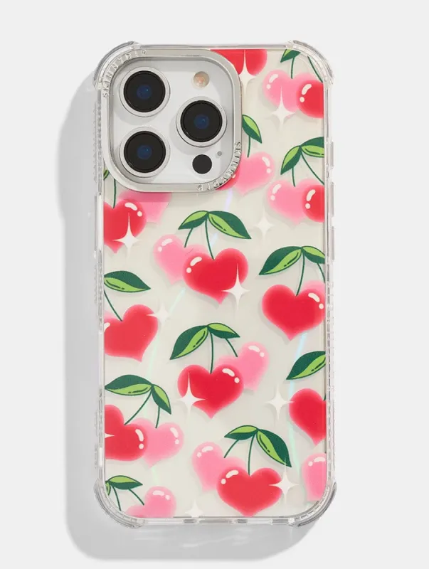 Glowy Cherry Heart Shock iPhone Case sold by Skinnydip London