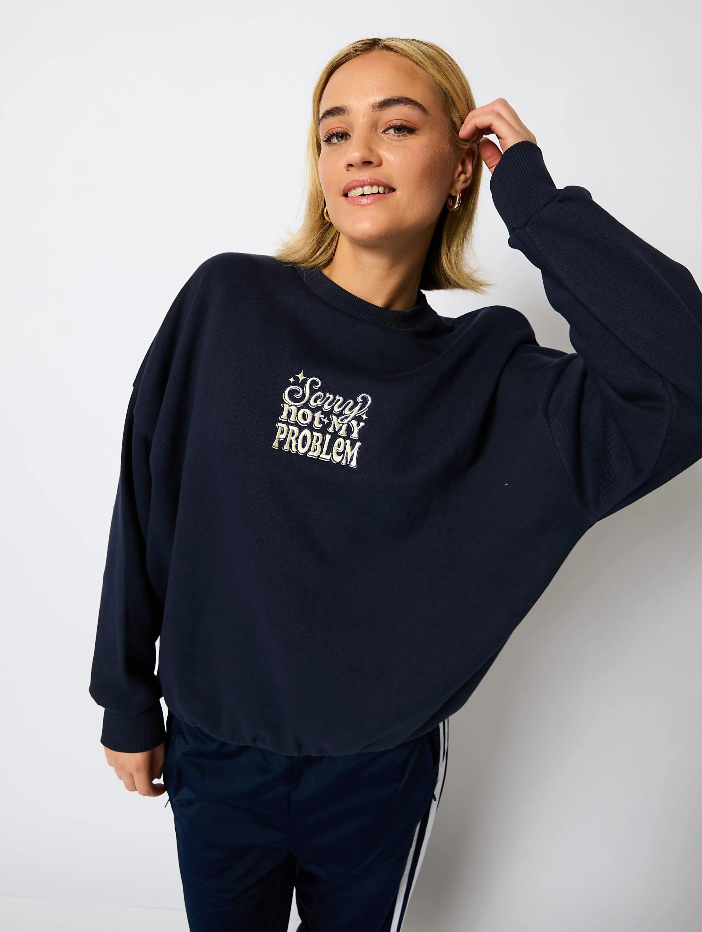Sorry Not My Problem Sweatshirt in Navy sold by Skinnydip London product image thumbnail 2