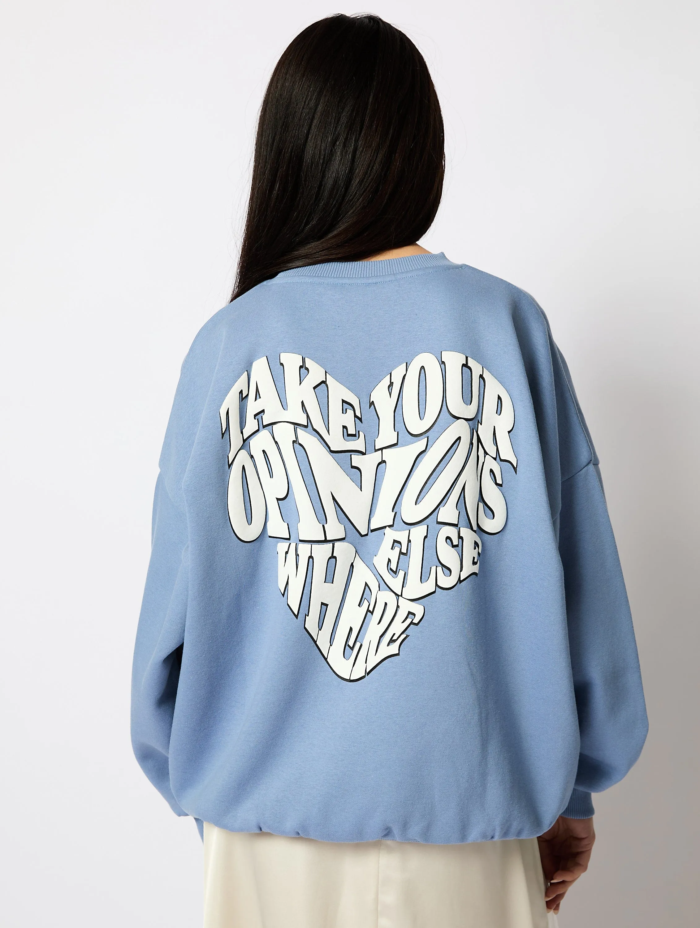 Take Your Opinions Elsewhere Sweatshirt in Washed Blue sold by Skinnydip London