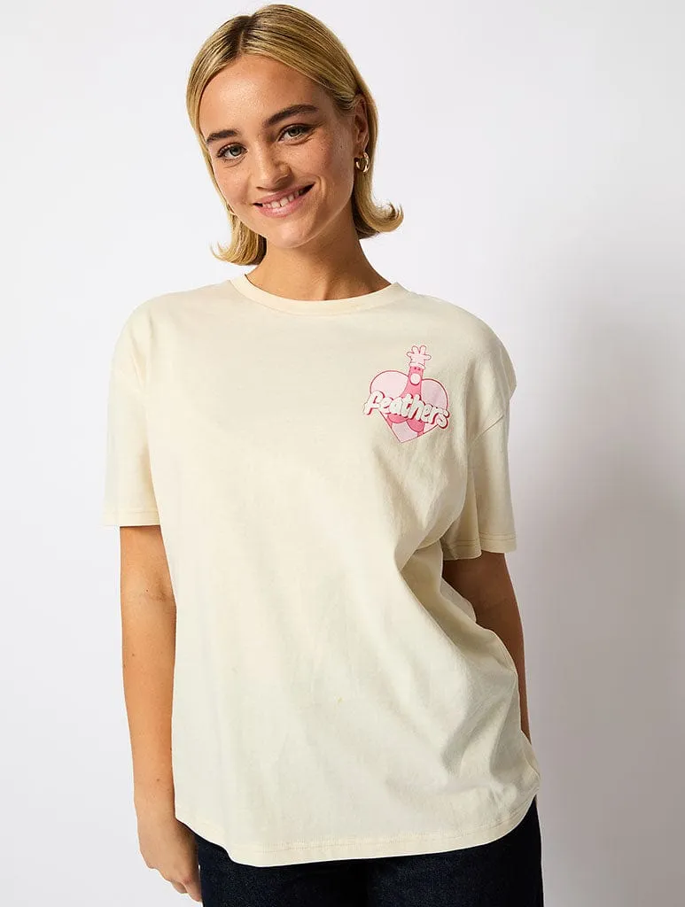 Aardman x Skinnydip Feathers T-Shirt in Ecru sold by Skinnydip London product image thumbnail 4