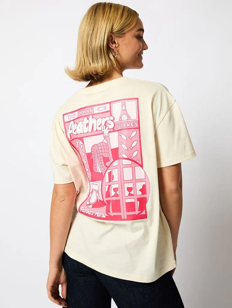 Aardman x Skinnydip Feathers T-Shirt in Ecru sold by Skinnydip London product image thumbnail 2