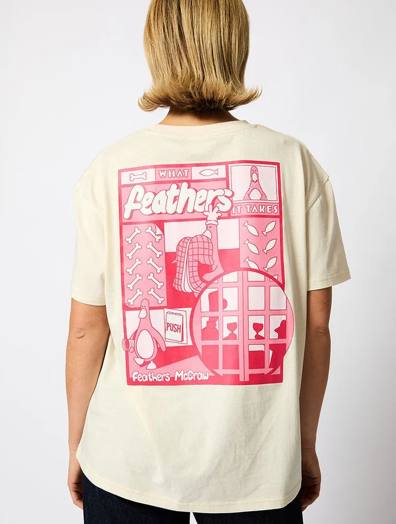 Aardman x Skinnydip Feathers T-Shirt in Ecru sold by Skinnydip London product image thumbnail 3