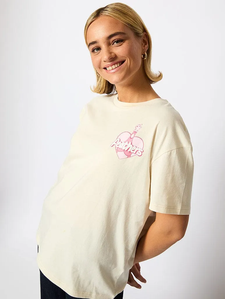 Aardman x Skinnydip Feathers T-Shirt in Ecru sold by Skinnydip London