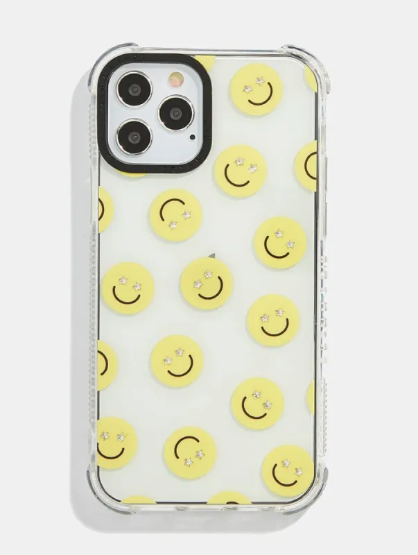 Yellow Happy Face Fine Cut Crystal Shock iPhone Case sold by Skinnydip London