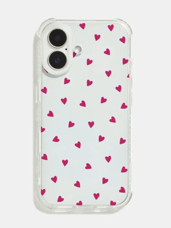Burgundy Ditsy Hearts Shock iPhone Case sold by Skinnydip London