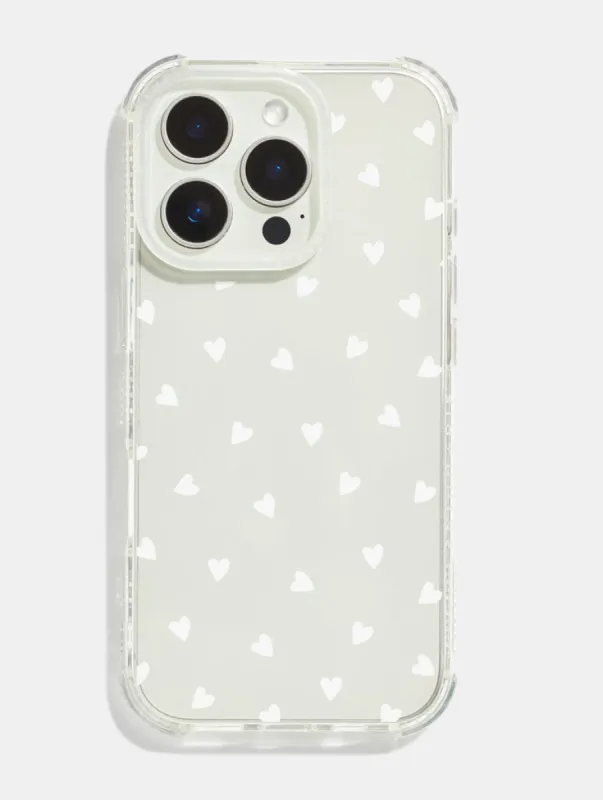 White Ditsy Hearts Shock iPhone Case sold by Skinnydip London