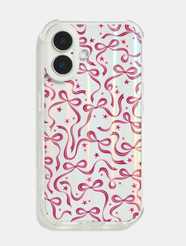 Burgundy Starry Bows Shock iPhone Case sold by Skinnydip London
