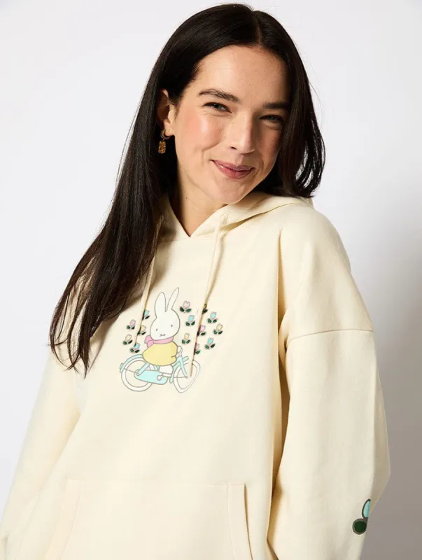 Miffy x Skinnydip Bicycle Hoodie in Ecru sold by Skinnydip London