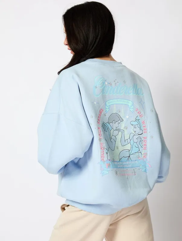 Disney Cinderella Follow Your Dreams Sweatshirt in Blue sold by Skinnydip London