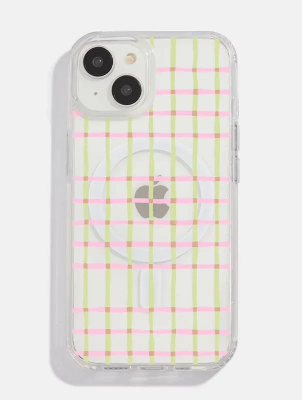 Pink & Green Check MagSafe iPhone Case sold by Skinnydip London