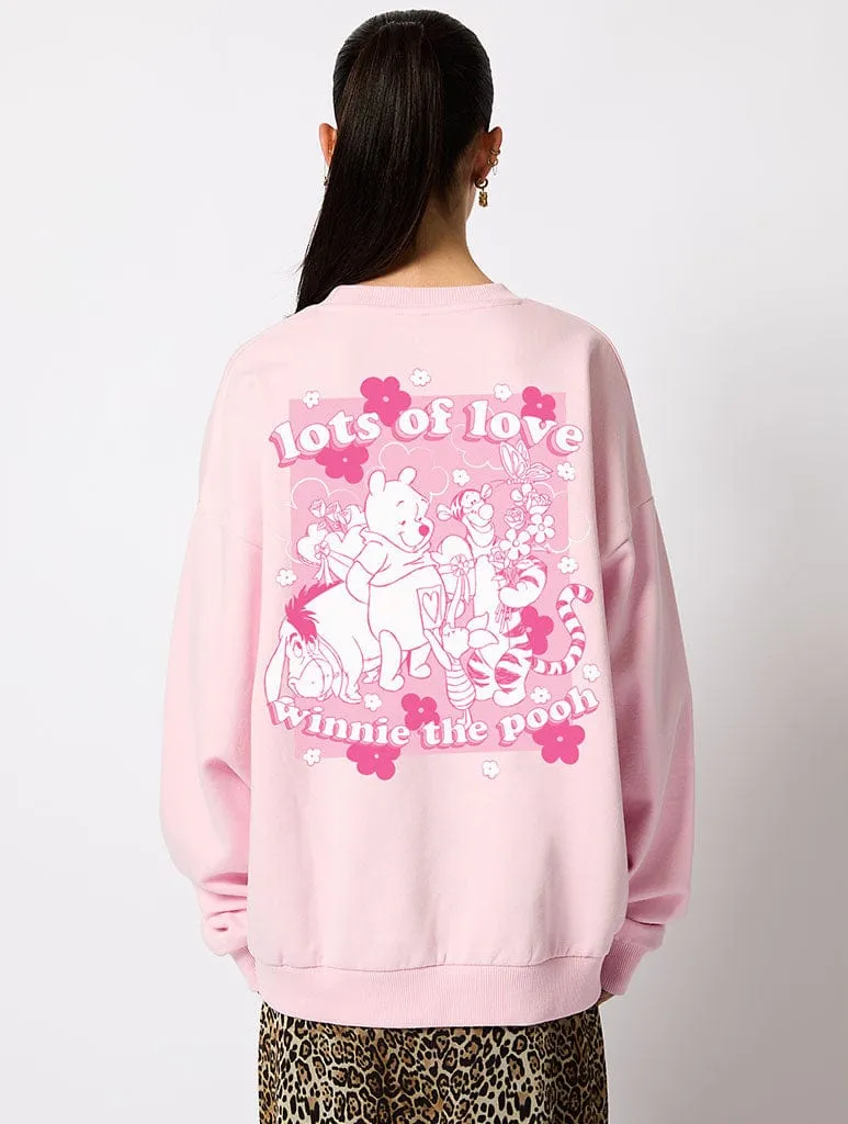 Disney Lots Of Love Winnie The Pooh Sweatshirt In Pink sold by Skinnydip London