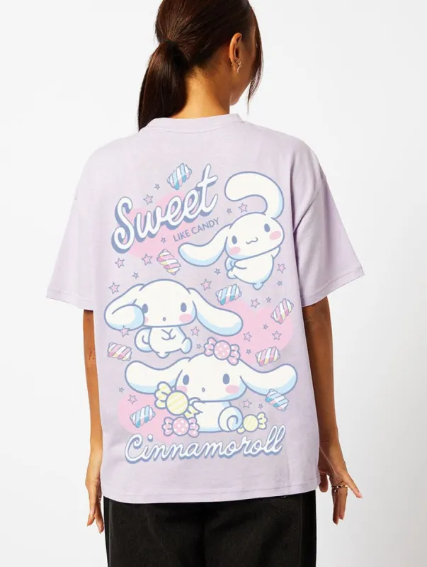 Hello Kitty x Skinnydip Cinnamoroll Sweet Like Candy T-Shirt In Lilac sold by Skinnydip London