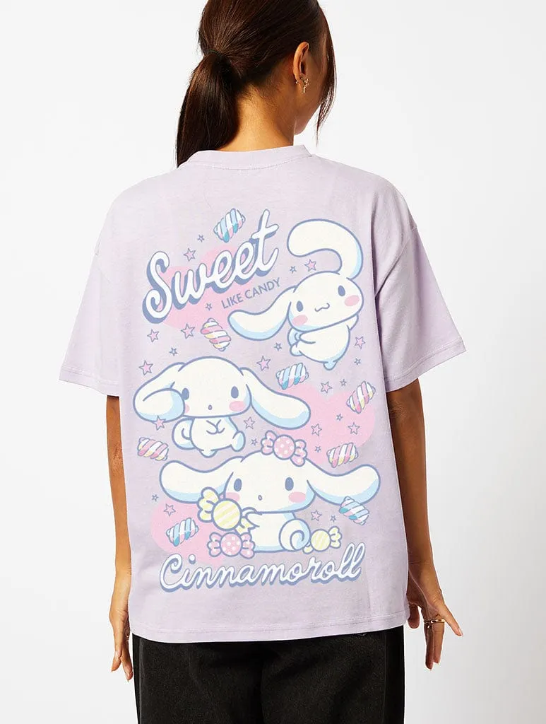 Hello Kitty x Skinnydip Cinnamoroll Sweet Like Candy T-Shirt In Lilac sold by Skinnydip London