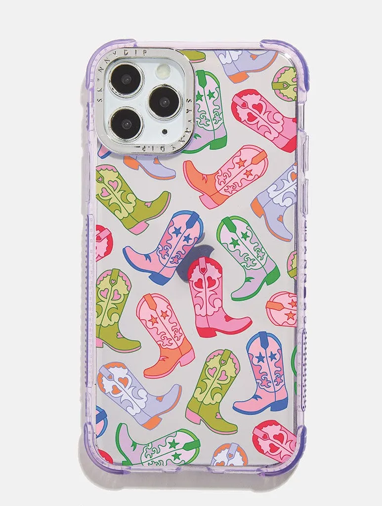 Lilac Cowboy Boot Repeat Shock iPhone Case sold by Skinnydip London