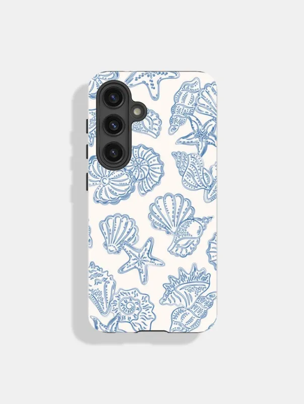 Blue Outline Sea Shells Ultra Protective Android Case sold by Skinnydip London